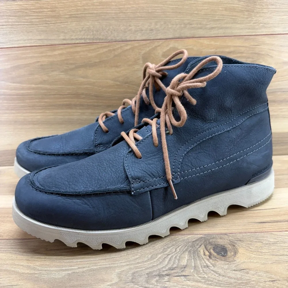 Sorel Kezar Moc Toe Mens Boots 13 Coal‎ Faded Black Leather Wedge Lace Up
